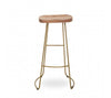 Acacia wood topped bar stool with antique brass metal legs