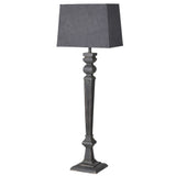 Extra tall grey wooden lamp base with simple grey linen shade, simple lamp - stunning effect.