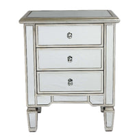 Mirrored Venetian Bedside Table with Silver Gilt Edging H:60cm REDUCED