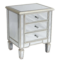 Mirrored Venetian Bedside Table with Silver Gilt Edging H:60cm REDUCED