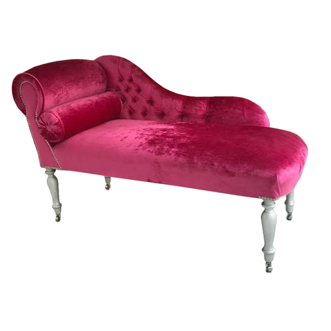 Pink velvet store chaise lounge