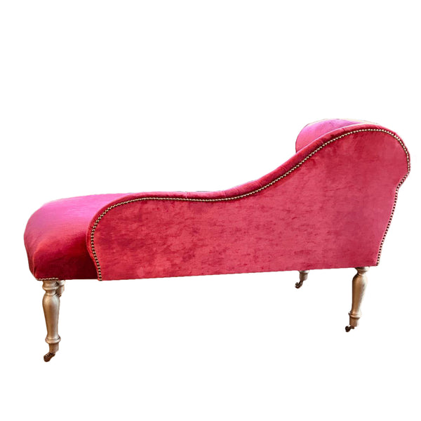 Heavenly Pink Velvet Chaise Longue