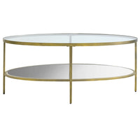 Champagne gold oval glass coffee table