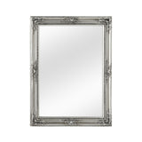 Classic ornate baroque carved silver framed mirror.