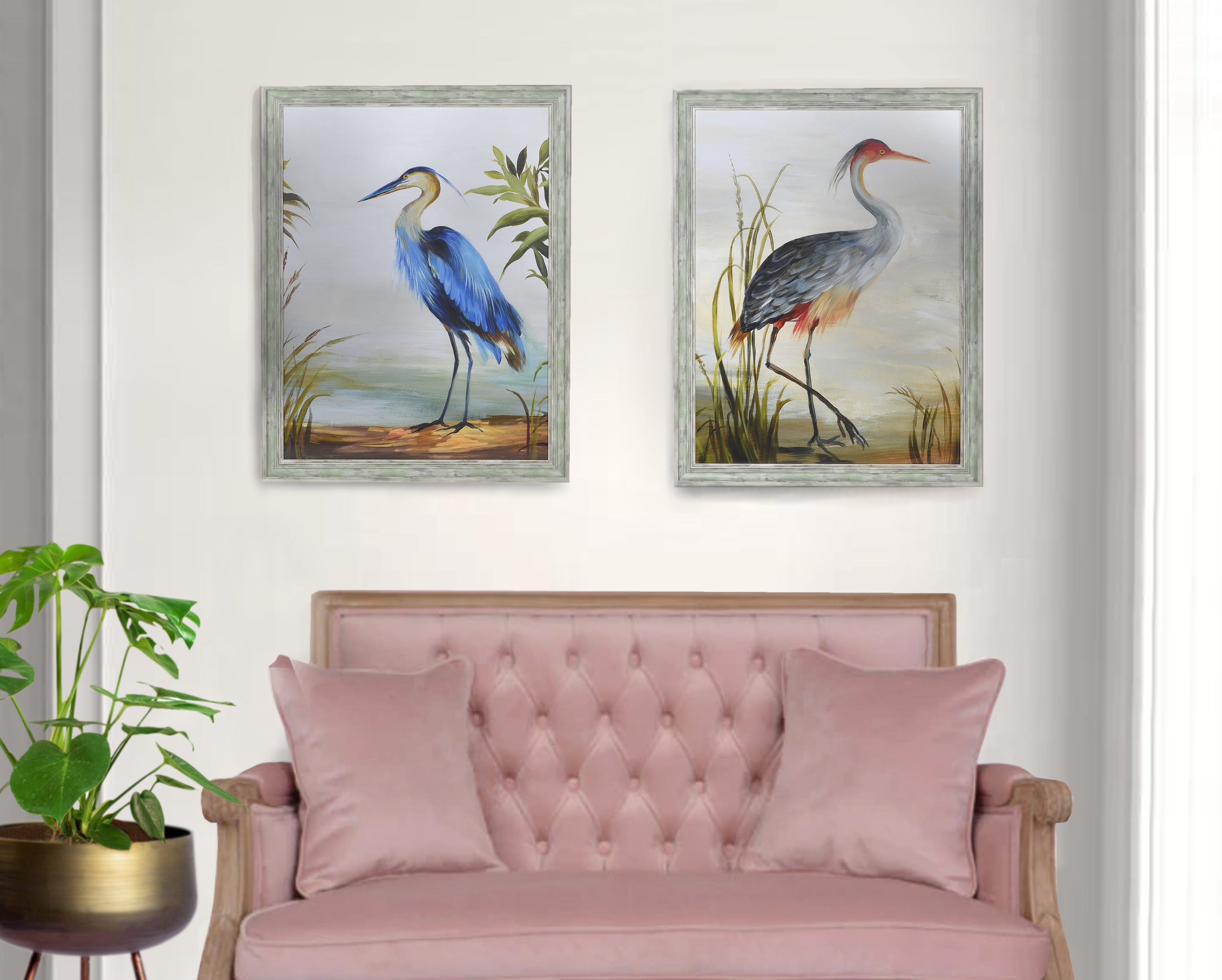 Framed Purple Heron Wall Art Print. 36