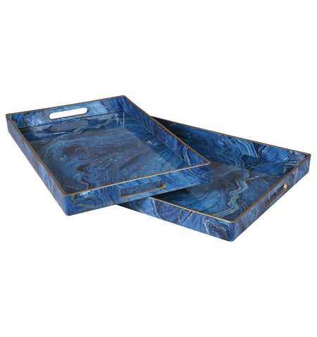 Oval Distressed Metal Tray Table 62 cm