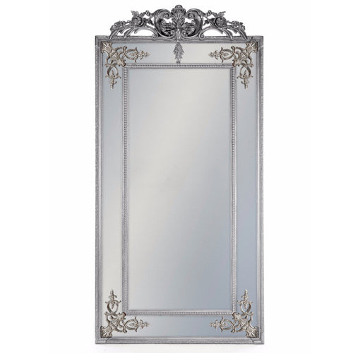 Elegant Large Gilt French Mirror With Crown - Silver