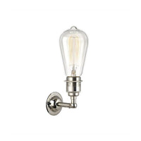 Simple but highly effective wall light, can be used with a shade or, to give a more industrial feel with a filament bulb. Available in a great choice of finished.    Rose: 6.5 cm Fitting: 4.5 cm Total Length: 15 cm  Requires 1x E27 Edison screw bulb.