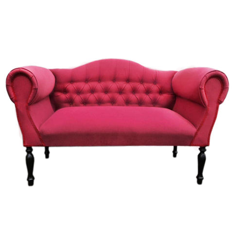 Red Linen Two Seater Sofa
