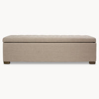 Westcliff Beige Ottoman, Oak & Birch Wood Ottoman, Storage Stool. Double Bed