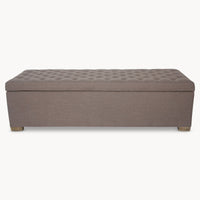 Westcliff Grey Ottoman, Double Bed Size, Oak & Birch Wood Ottoman, Storage Stool.