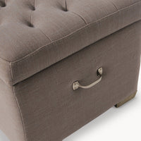 Westcliff Grey Ottoman, Double Bed Size, Oak & Birch Wood Ottoman, Storage Stool.