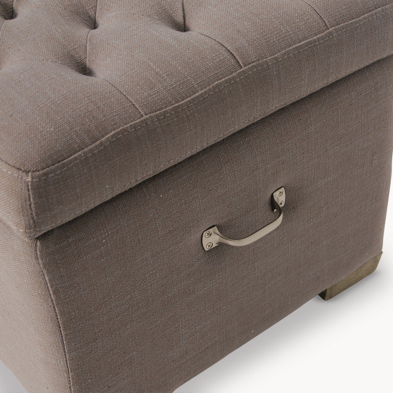 Westcliff Grey Ottoman, Double Bed Size, Oak & Birch Wood Ottoman, Storage Stool.