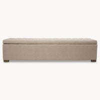 Westcliff Beige Long Ottoman, King Size, Oak & Birch Wood Ottoman, Storage Stool.