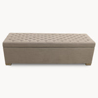 Westcliff Soft Grey Ottoman, Oak & Birch Wood Ottoman, Storage Stool.Double Bed