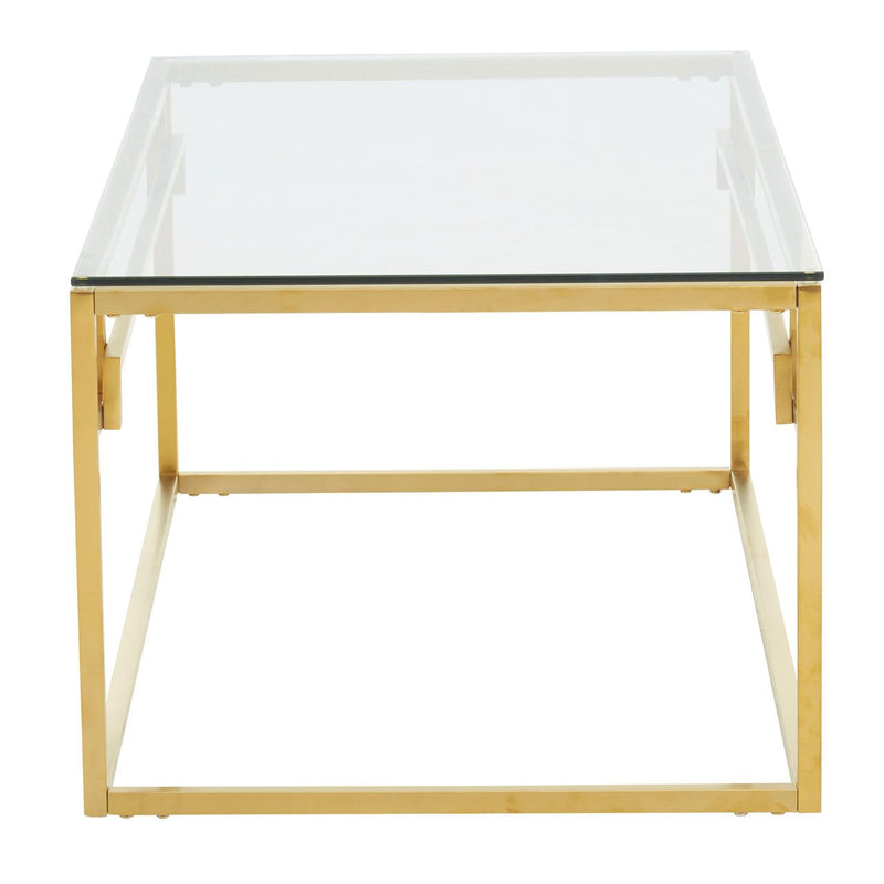 stylish gilt metal and plate glass coffee table