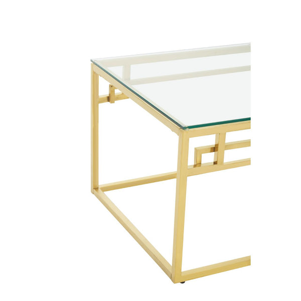 stylish gilt metal and plate glass coffee table