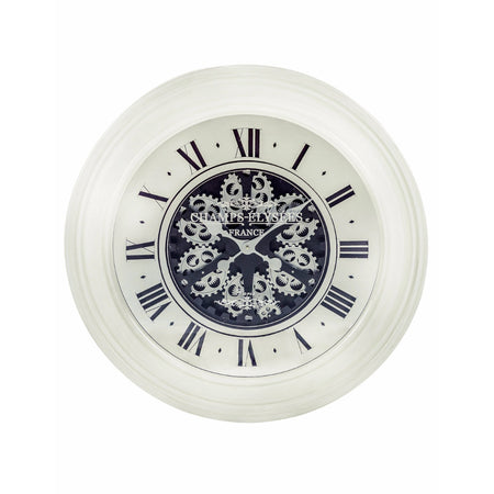 Moving Cog Clock Silver 55 cm