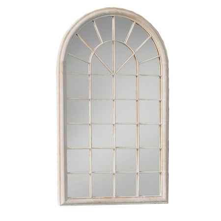 Rustic White Arched Window Mirror 135 cm