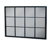 Large Black Window Mirror 12 Pane 120 cm